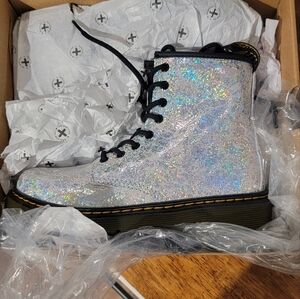 Holographic Glitter Doc Marten Boots Girls Size 2
